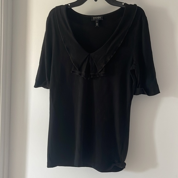 Escada Black Modal Ruffle Tee - Picture 7 of 7